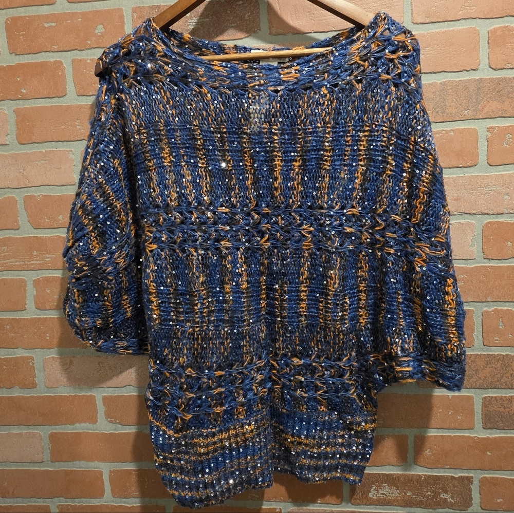 Arden B Blue and Orange Knit Women's Sweater Small New With Tag Vintage Sku 94